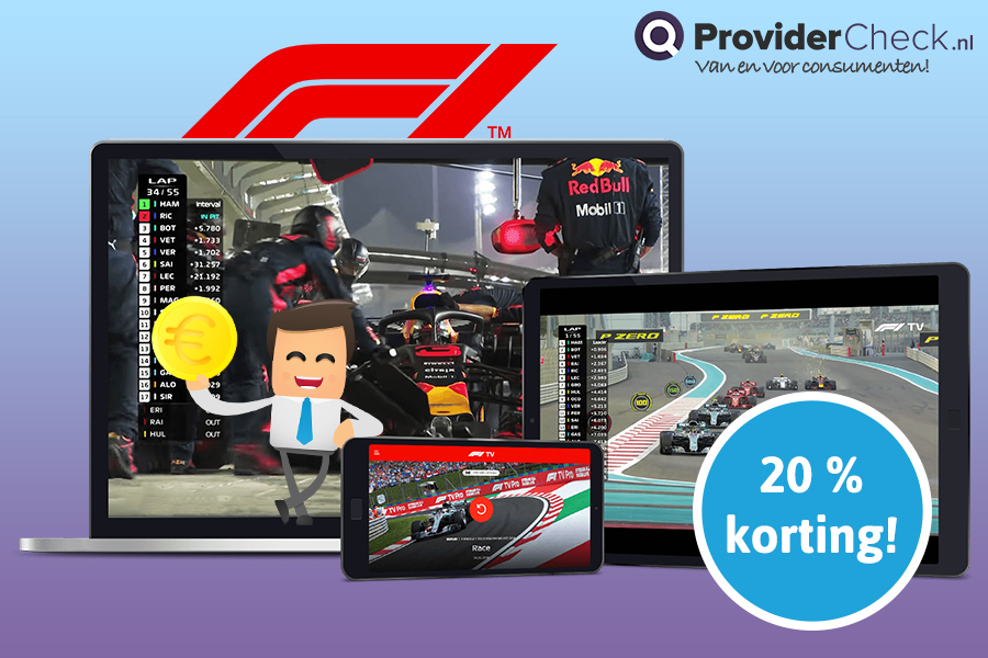 Pak nu 20% korting op een F1 tv abonnement!