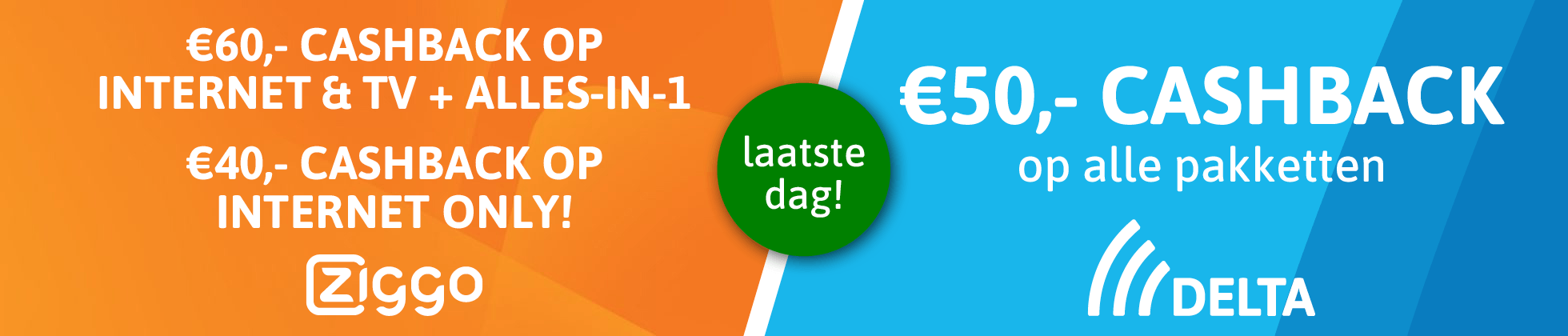 DELTA & Ziggo cashback actie - juni - laatste dag