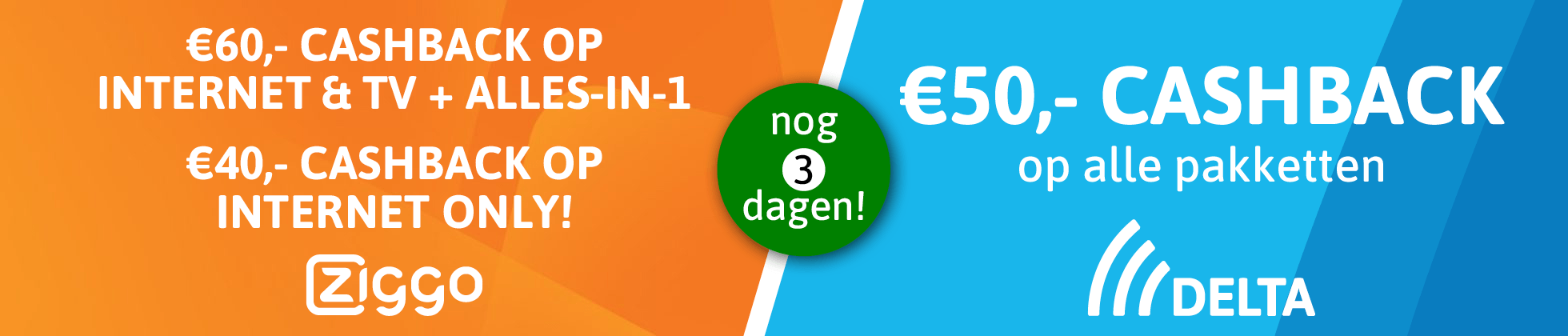 DELTA & Ziggo Cashback actie - juni - nog 3 dagen