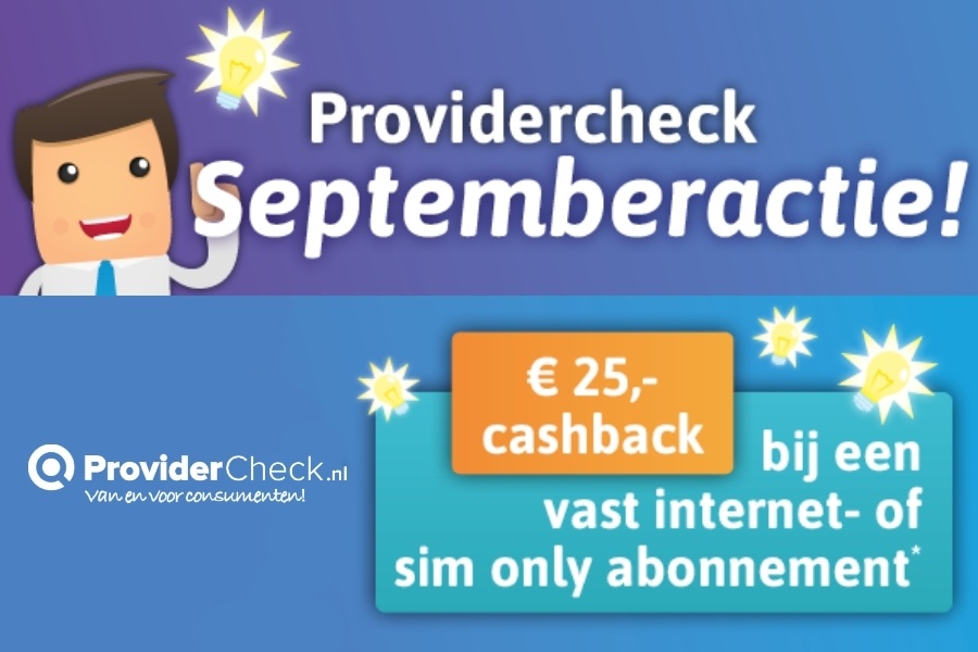 ProviderCheck Septemberactie: nu €25 cashback
