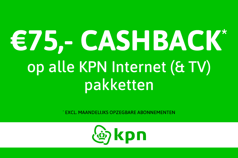 KPN cashback actie: €75,- voordeel