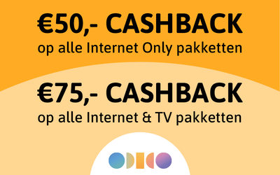Odido actie: internet vanaf €25 + €75 cashback